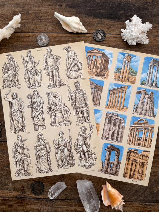 Pack Poster Zodiaco Romano y Templos  A4 ©