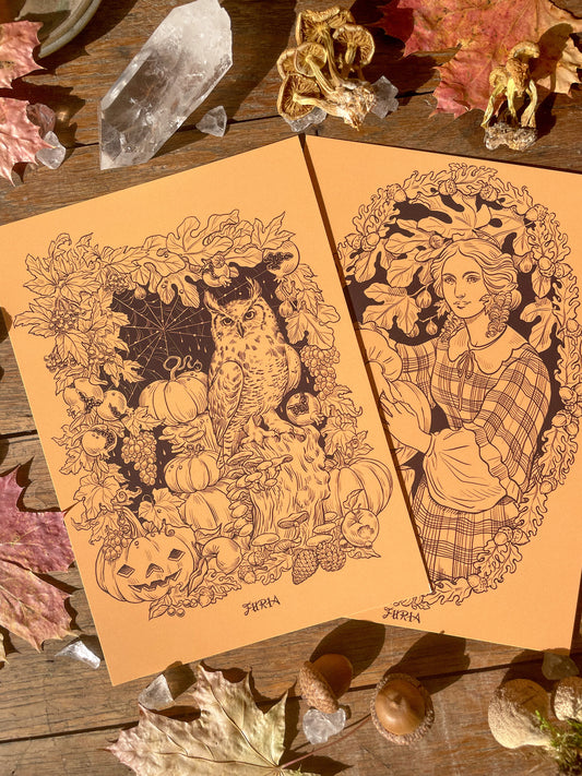 Pack Prints Halloween 1860 y Búho y Calabazas ©
