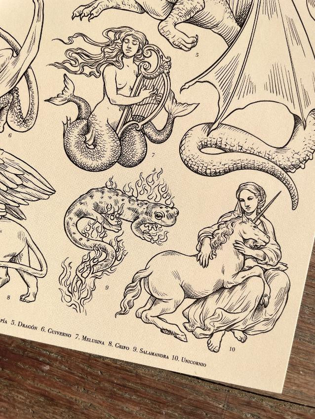 Print Medieval Mythological Beings ©