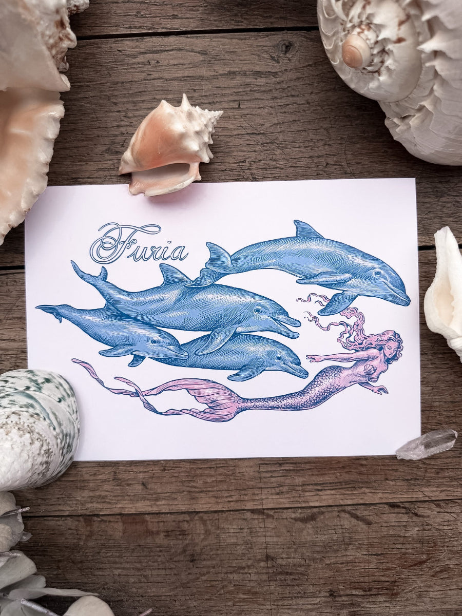 Dolphin and Mermaid® Print