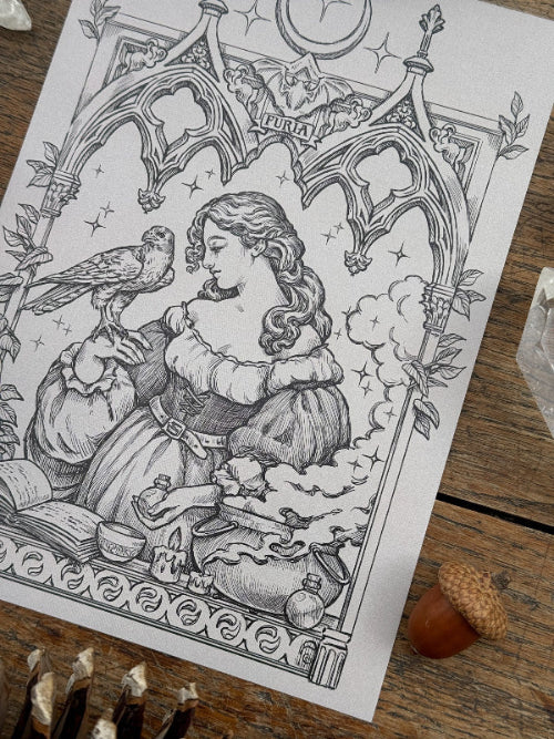 Witch Brewing Potion Print