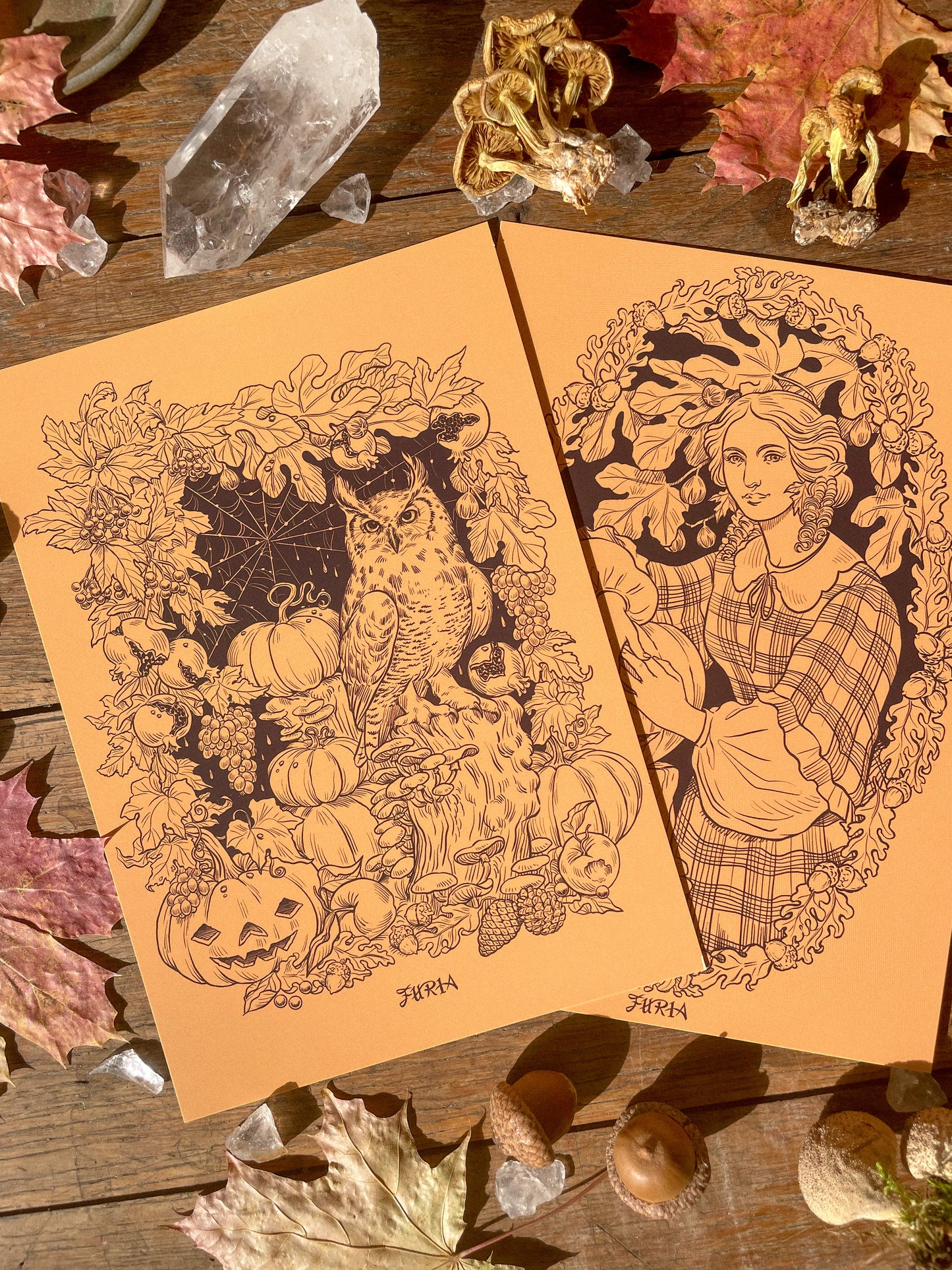 Pack Prints Halloween 1860 y Búho y Calabazas ©